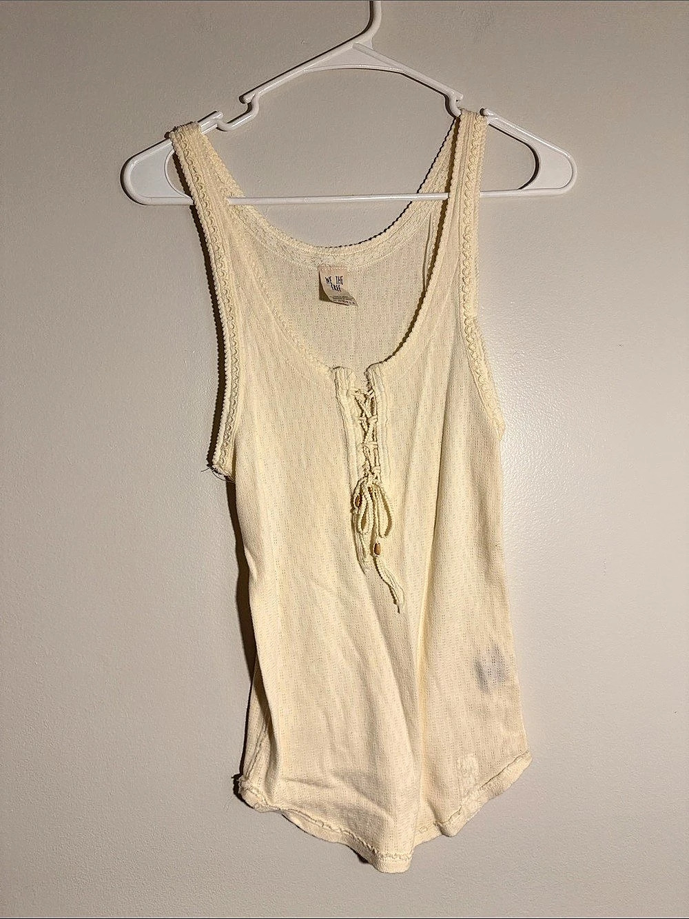 We The Free Lace Trim Tank Top in White Size Small